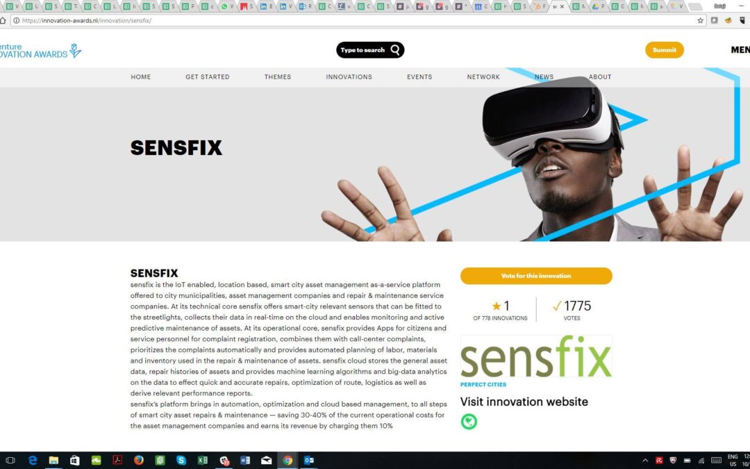 sensfix wins social voting term in the Accenture Global Innovation Award